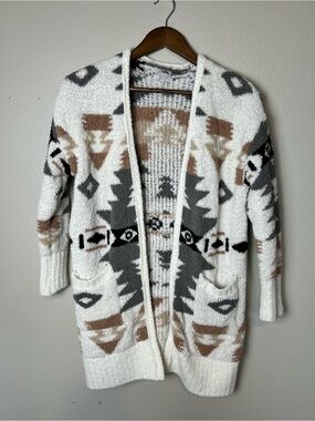 Warm & Cozy Aztec Open-Front Cardigan Sweater Comfy